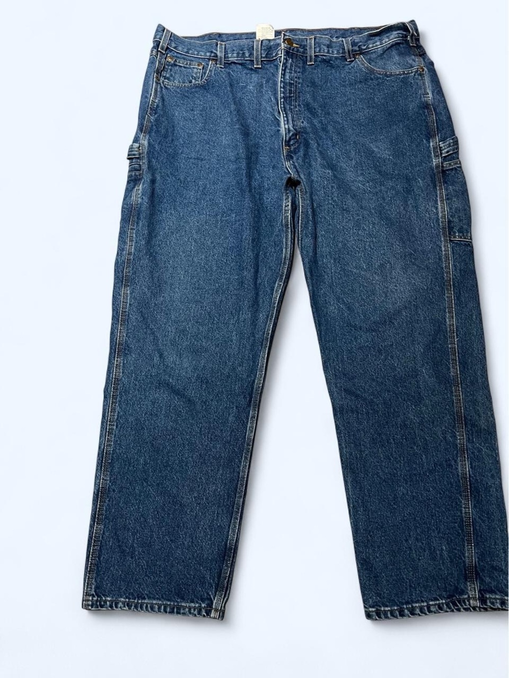 Vintage Carhartt denim jeans men size 46x32 work dungaree carpenter 100% cotton